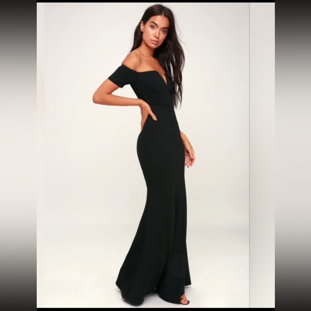 Lulu's Black Lynne Off the Shoulder Maxi Dress XS